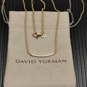 David Yurman 1.7mm Pav&Atilde;&copy; Bar White Diamond Necklace