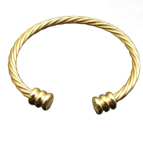David Yurman Gold 4mm Three-Row Double End Cuff Bracelet