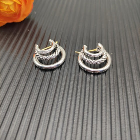David Yurman Sterling Silver 21&Atilde;20mm Interlocking Triple Hoop Earrings