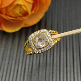 David Yurman Gold Square White Diamond Ring