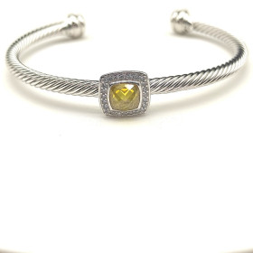 David Yurman 4mm Square Pav&Atilde;&copy; Cable Bracelet with Yellow Diamonds