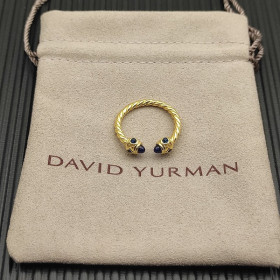 David Yurman 2.3mm Gold Renaissance Blue Chalcedony Pav&Atilde;&copy; Diamond Ring