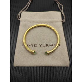 David Yurman 4mm Gold Light Green Diamond Bangle Bracelet
