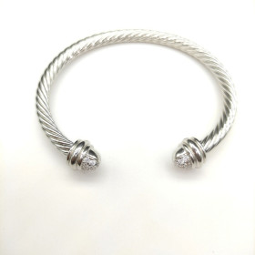 David Yurman 5mm Half-Pav&Atilde;&copy; Cable Cuff Bracelet White Diamonds