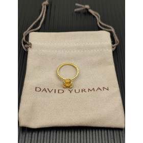 David Yurman Gold 8mm Four-Prong Yellow Diamond Ring