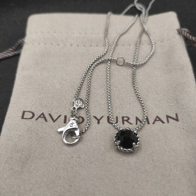 David Yurman 8mm Black Gemstone Four-Prong Pendant Necklace