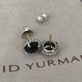 David Yurman Petite Chatelaine Stud Earrings Sterling Silver with Black Onyx 8mm