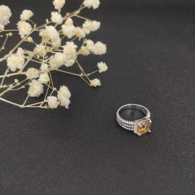 David Yurman Petite Wheaton Ring Sterling Silver with Hampton Yellow Topaz and Diamonds 10mm
