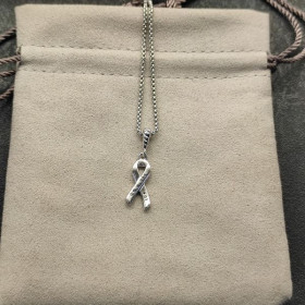 David Yurman Women's Cable Collectibles Ribbon Pendant Necklace Sterling Silver with Pink Sapphires 24.4mm