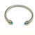 David Yurman 5mm Double-End Cap Cable Cuff Bracelet Blue Diamonds