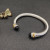David Yurman 7mm Gold and Silver Double End Cap Black Diamond Cable Bracelet