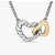 David Yurman Gold and Silver Double Heart Clasp Pendant Necklace, 1.5mm Chain, Length 45cm + 5cm