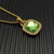 David Yurman Gold 14mm Square Green Diamond Necklace