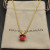 David Yurman Gold 11mm Four-Prong Red Diamond Necklace