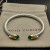 David Yurman 5mm Gold-Tone Head Sterling Silver Five-Row Pav&Atilde;&copy; Bracelet Deep Green Diamonds