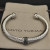 David Yurman 7mm Sterling Silver Cable Cuff Bracelet with Bead End Caps Black Diamonds