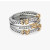 David Yurman Gold and Silver Three-Row Diamond Border Ring