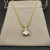 David Yurman Gold 11mm Four-Prong White Diamond Necklace