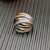 David Yurman 17.5mm Gold and Silver Five-Line Cross Pav&Atilde;&copy; Diamond Ring