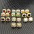 David Yurman 7mm Gold Square Green Diamond Stud Earrings