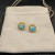David Yurman 7mm Gold Square Blue Diamond Stud Earrings