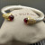 David Yurman 7mm Gold-Tone End Caps Sterling Silver Cable Cuff Bracelet Red Diamonds