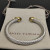David Yurman 7mm Gold-Tone End Caps Sterling Silver Cable Cuff Bracelet Brown Diamonds
