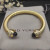 David Yurman 7mm Gold Cable Cuff Bracelet with Purple Diamond End Caps and Inlay