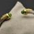 David Yurman 5mm Silver Cable Bracelet with Gold Station and Five-Row Pav&Atilde;&copy; Light Green Diamond Accent