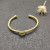 David Yurman Gold Tone 4mm Cable Square Green Diamond Cuff Bracelet