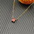 David Yurman Gold 8mm Four-Prong Red Diamond Necklace