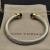 David Yurman 7mm Gold-Tone End Caps Sterling Silver Cable Cuff Bracelet Black Diamonds