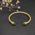David Yurman 5mm Gold Cable Cuff Bracelet with Diamond-Accented Light Green Stone