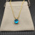 David Yurman Gold 11mm Four-Prong Blue Diamond Necklace