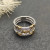 David Yurman Gold and Silver Three-Row Diamond Border Ring
