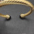 David Yurman 7mm Gold Cable Cuff Bracelet with Blue Diamond End Caps and Inlay