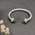 David Yurman 7mm Full Pav&Atilde;&copy; Light Green Diamond-Set End Cap Cable Bracelet