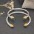 David Yurman 5mm Gold-Tone Cable Cuff Bracelet with Smooth Round End Caps