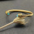 David Yurman 5mm Gold Angled Blue Chalcedony Cuff Bracelet, Fits Wrist Size 16cm - 20cm