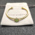 David Yurman Gold Tone 4mm Cable Square Green Diamond Cuff Bracelet