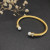 David Yurman 5mm Gold Cable Cuff Bracelet with Diamond-Accented Pearl