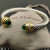 David Yurman 7mm Gold Deep Green Diamond Head Gemstone Bracelet, Fits Wrist Sizes 16&acirc;20cm