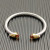 David Yurman 5mm Silver Cable Bracelet with Gold Station and Five-Row Pav&Atilde;&copy; Champagne Diamond Accent
