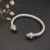 David Yurman 7mm Gold and Silver Cable Cuff Bracelet with Pav&Atilde;&copy;-Set Round End Caps