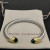 David Yurman 7mm Gold-Tone End Caps Sterling Silver Cable Cuff Bracelet Light Green Diamonds