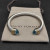 David Yurman 7mm Gold and Silver Double End Cap Blue Diamond Cable Bracelet