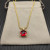 David Yurman Gold 11mm Four-Prong Red Diamond Necklace