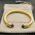 David Yurman 7mm Gold-Tone Cable Cuff Bracelet Purple Diamonds