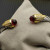 David Yurman 7mm Gold-Tone End Caps Sterling Silver Cable Cuff Bracelet Red Diamonds