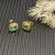 David Yurman 7mm Gold Square Green Diamond Stud Earrings